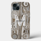 Monogram White & Gold Glitzer Funky Retro Groovy Case-Mate iPhone Hülle (Rückseite)