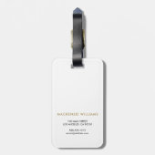 Monogram White Gold Moderner Minimalistischer Anfa Gepäckanhänger (Rückseite vertikal)