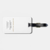 Monogram White Gold Moderner Minimalistischer Anfa Gepäckanhänger (Rückseite horizontal)