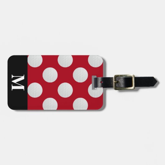 Monogram White Golf Balls, Dunkelrot Gepäckanhänger (Vorderseite horizontal)