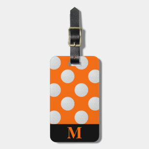 Monogram, White Golf Balls, Orange Gepäckanhänger