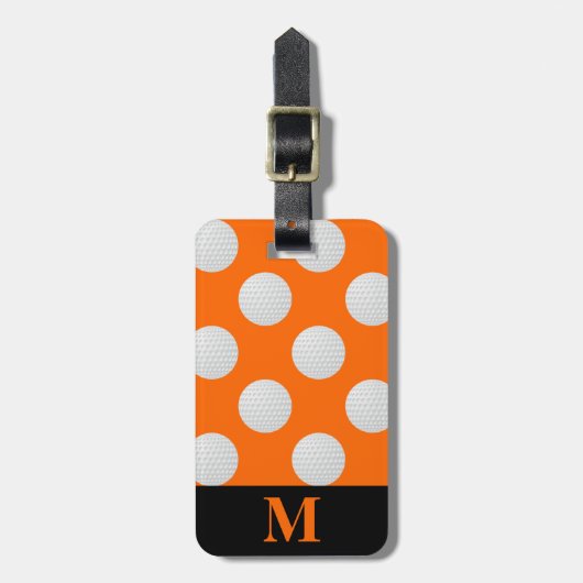 Monogram, White Golf Balls, Orange Gepäckanhänger (Vorderseite vertikal)