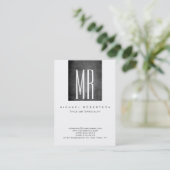 Monogram White Gray Chalkboard Große Visitenkarte (Stehend Vorderseite)