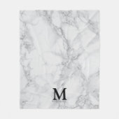 Monogram White Gray Marble Fleecedecke (Vorderseite)