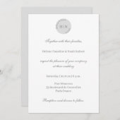 Monogram White Gray Moderne Minimalistische Hochze Einladung (Vorne/Hinten)
