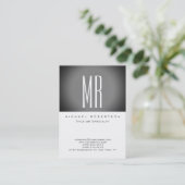 Monogram White Gray Strip Große Visitenkarte (Stehend Vorderseite)