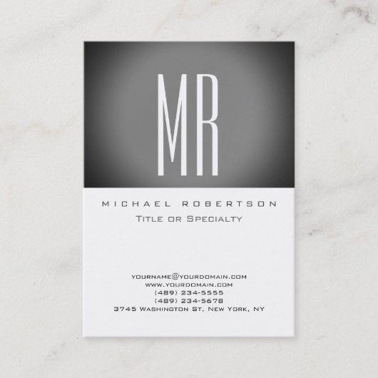 Monogram White Gray Strip Große Visitenkarte (Vorderseite)