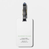 Monogram White Green Modern Minimalistisch Initial Gepäckanhänger (Rückseite vertikal)