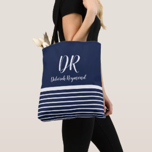 Monogram White Horizontal Streifen elegant blau Tasche