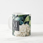 Monogram White Hydrangea-Individuelle Name Kaffeetasse (Vorderseite Links)