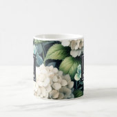 Monogram White Hydrangea-Individuelle Name Kaffeetasse (Mittel)