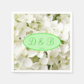 Monogram White Hydrangea Wedding Serviette (Vorderseite)