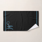 Monogram White Initial Blue Script Name Badhandtuch Set (Handtuch)