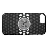 Monogram White & Jet Polka Dots Muster Case-Mate iPhone Hülle (Rückseite (Horizontal))