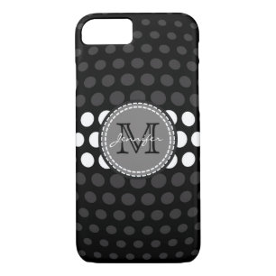 Monogram White & Jet Polka Dots Muster Case-Mate iPhone Hülle