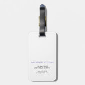 Monogram White Lavender Modern Minimalistisch Init Gepäckanhänger (Rückseite vertikal)