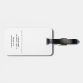 Monogram White Lavender Modern Minimalistisch Init Gepäckanhänger (Rückseite horizontal)