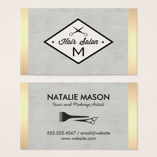 Monogram White Leather Gold Lux Trim (Vorne & Hinten)