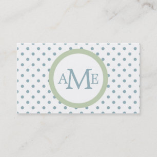 Monogram White Lt Blue Polka Dot Business Card Visitenkarte