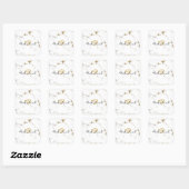 Monogram White Marble Gold Glitzer Name Square Quadratischer Aufkleber (Blatt)