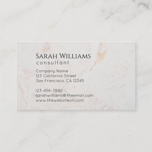 Monogram White Marble Simple Modern Black Initial Visitenkarte (Rückseite)