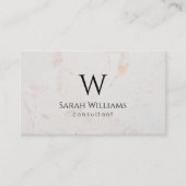 Monogram White Marble Simple Modern Black Initial Visitenkarte (Vorderseite)