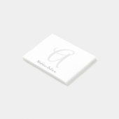 Monogram White Modern Minimalistisch Elegante Post-it Klebezettel (angewinkelt)