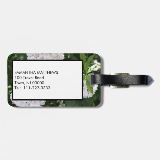 Monogram White Mountain Laurel Floral Gepäckanhänger (Rückseite horizontal)