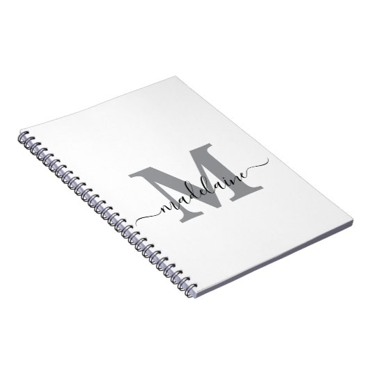 Monogram White Notebook Custom Initial & Name Notizblock (Rechte Seite)