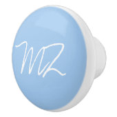 Monogram White on Baby Blue Keramikknauf (Rechts)