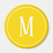 Monogram White on Golden Yellow Round Magnet (Vorne)