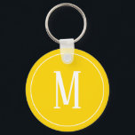 Monogram White on Golden Yellow Schlüsselanhänger<br><div class="desc">Ein Schlüsselanhänger mit weißem Monogramm auf goldgelbem Hintergrund. Passen Sie den Schlüsselanhänger mit Ihren eigenen Initialen oder Initialen,  Farben,  u.a. an.</div>