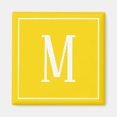 Monogram White on Golden Yellow Square Magnet (Vorne)