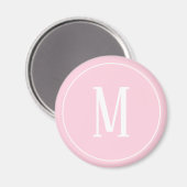 Monogram White on Light Pink Round Magnet (Vorderseite/Rückseite)
