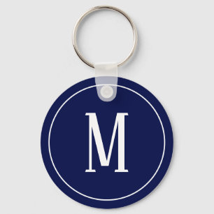 Monogram White on Navy Blue Schlüsselanhänger