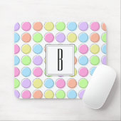 Monogram White Pastel Rainbow Polka Dot Pattern Mousepad (Mit Mouse)