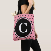 Monogram White Pink Black Polka Dots Tasche (Von Nahem)
