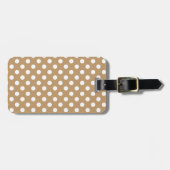 Monogram White Polka Dot auf Camel Brown Gepäckanhänger (Vorderseite horizontal)