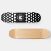 Monogram White Polka Dots Muster Skateboard (Horizontal)
