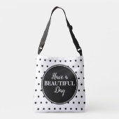 Monogram White Polka Dots Zitat Tragetaschen Mit Langen Trägern (Rückseite)