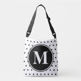 Monogram White Polka Dots Zitat Tragetaschen Mit Langen Trägern