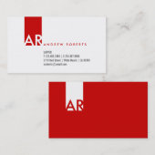 Monogram White Red Clean Business Card Visitenkarte (Vorne/Hinten)