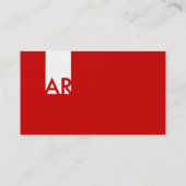 Monogram White Red Clean Business Card Visitenkarte (Rückseite)