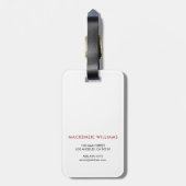 Monogram White Red Modern Minimalistischer Anfangs Gepäckanhänger (Rückseite vertikal)