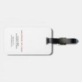 Monogram White Red Modern Minimalistischer Anfangs Gepäckanhänger (Rückseite horizontal)