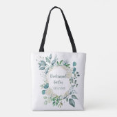 Monogram White Rose Greenery Eukalyptus Bridesmaid Tasche (Rückseite)