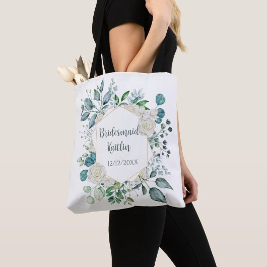 Monogram White Rose Greenery Eukalyptus Bridesmaid Tasche (Von Nahem)