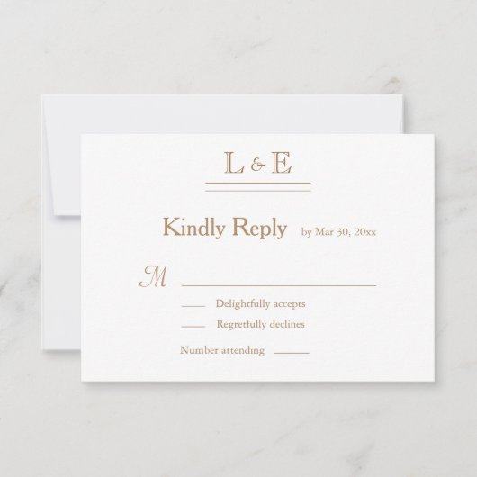 Monogram White Sage Gold Ampersand Wedding RSVP Einladung (Vorderseite)