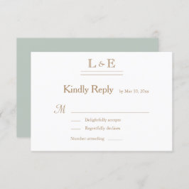 Monogram White Sage Gold Ampersand Wedding RSVP Einladung