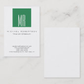 Monogram White Sea Green Chubby Business Card Visitenkarte (Vorne/Hinten)